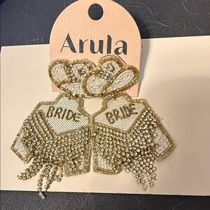 Arula Gold and White Bride Earrings